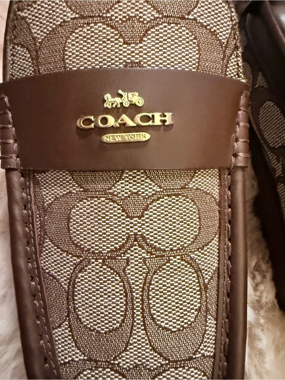 Coach Brown Signature Canvas Women's Penny Loafers with Gold Accent - Picture 3 of 10